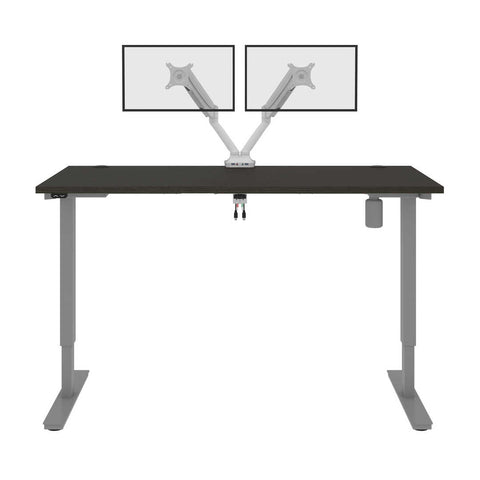 Bureau assis-debout 60L x 30P avec support double pour moniteurs