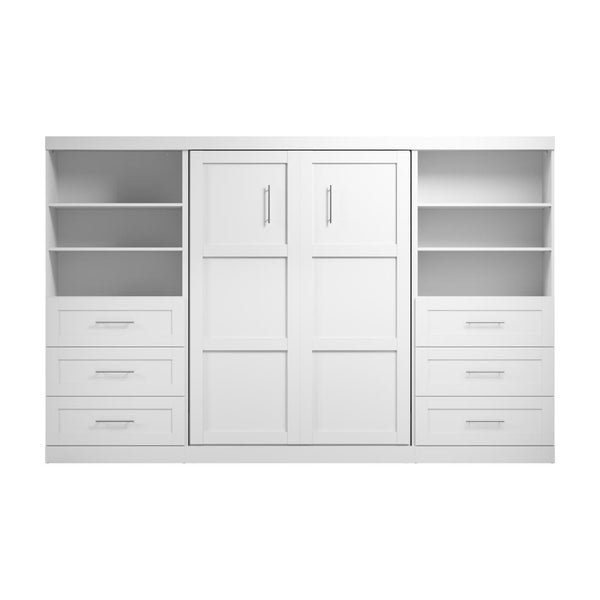 Lit escamotable double et 2 étagères avec tiroirs (131L)