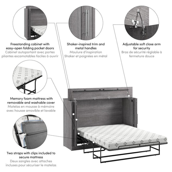 Lit cabinet double 69L avec matelas