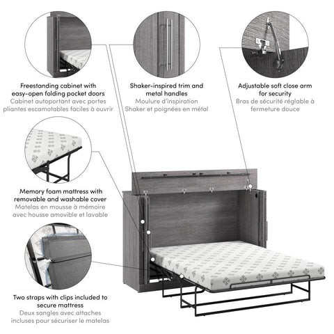 Lit cabinet double 69L avec matelas