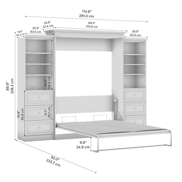 Queen Murphy Bed and 2 Closet Organizers with Drawers (115W)