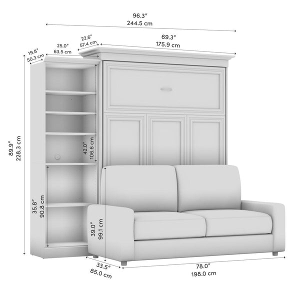 Grand lit escamotable avec canapé et organisateur de garde-robe (97L)