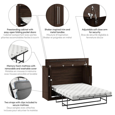 Lit cabinet double 69L avec matelas