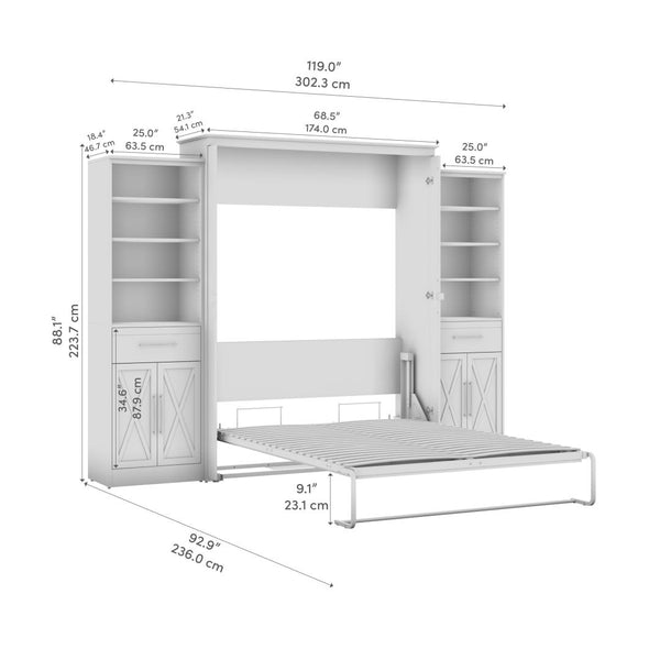 Grand lit escamotable et organisateurs de garde-robe avec portes et tiroirs (119L)