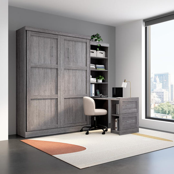 90W Queen Size Murphy Bed with Pull-Out Desk