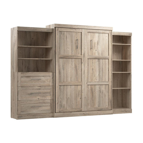 Queen Murphy Bed with Shelving and Drawers (126W)