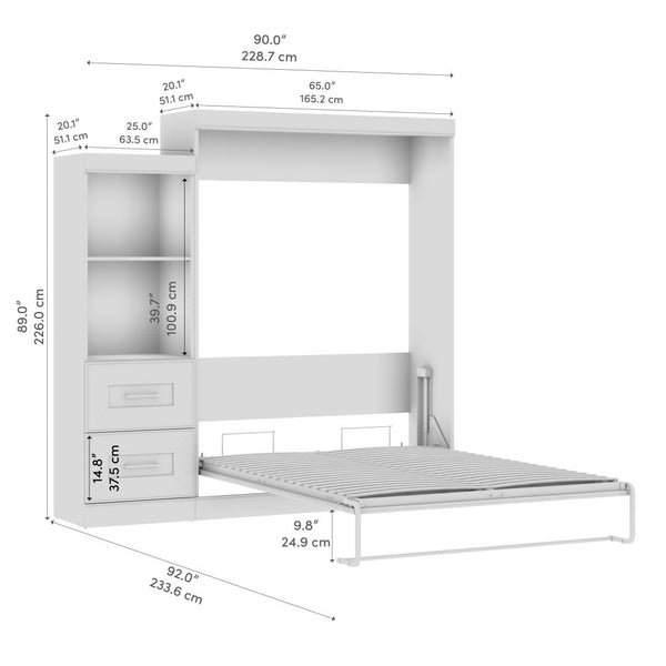 Queen Murphy Bed and Closet Organizer with Drawers (90W)