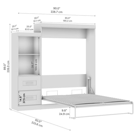 Queen Murphy Bed and Closet Organizer with Drawers (90W)