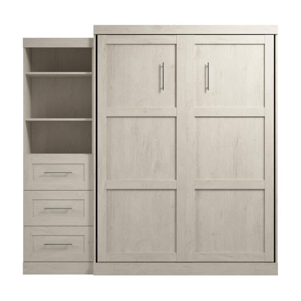 Queen Murphy Bed and Shelving Unit with Drawers (90W)