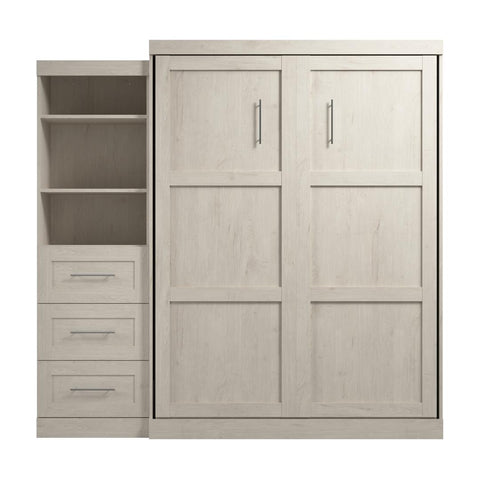 Queen Murphy Bed and Shelving Unit with Drawers (90W)