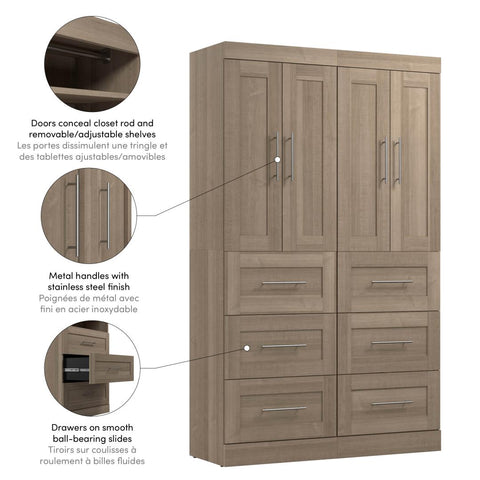 Contemporary Closet System with Doors & Drawers, 50W x 19D