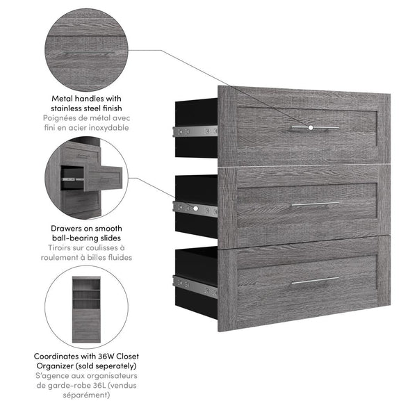 Ensemble de 3 tiroirs pour organisateur de garde-robe 36L Pur