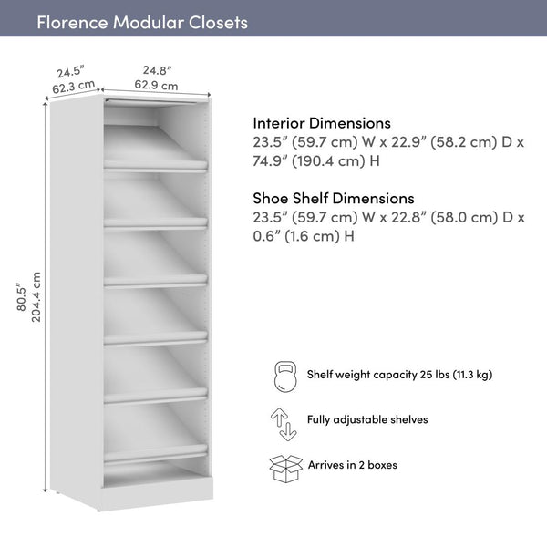 Modular Closet System with Shoe Racks & LED Light, 25W X 25D