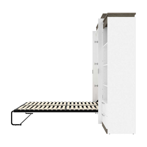 Grand lit escamotable (queen) et 2 étagères avec tiroirs (125L)