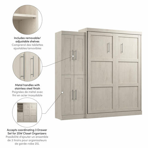 Grand lit escamotable avec organisateur de garde-robe (90L)