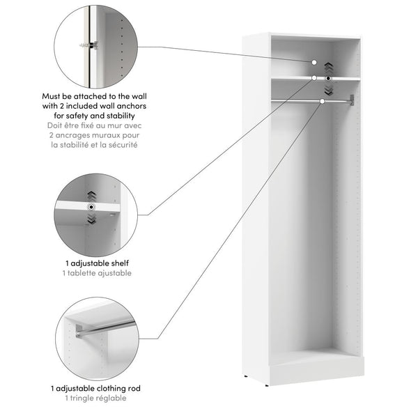 Organisateur de garde-robe modulaire avec tringle et tablette 25L x 16P