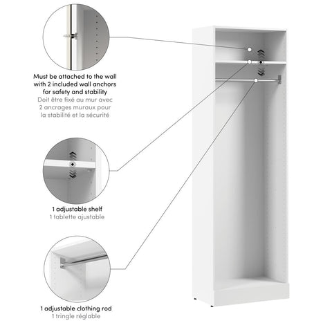 Organisateur de garde-robe modulaire avec tringle et tablette 25L x 16P