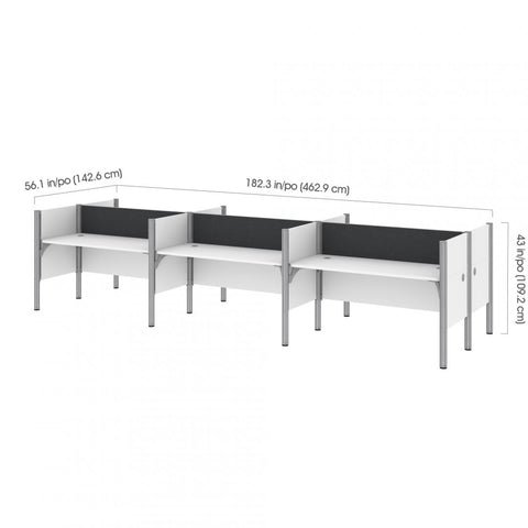 Poste de travail pour 6 personnes avec babillards gris