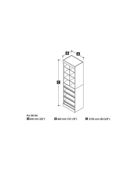 Contemporary Closet System with Shoe Racks & Cubbies, 25W x 19D