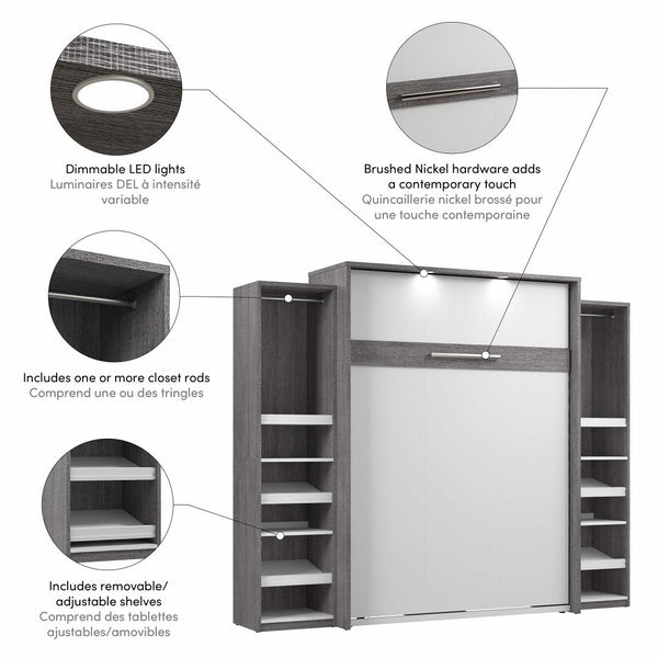 Grand lit escamotable avec 2 organisateurs de garde-robe (105L)