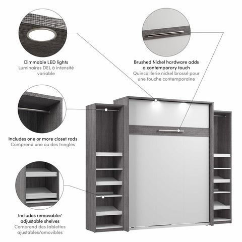 Grand lit escamotable avec 2 organisateurs de garde-robe (105L)