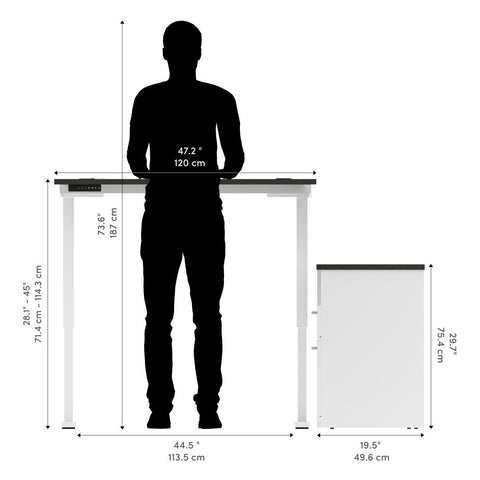 72W L-Shaped Electric Standing Desk
