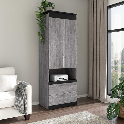 Grande armoire 30L avec portes, tiroirs et tablette coulissante