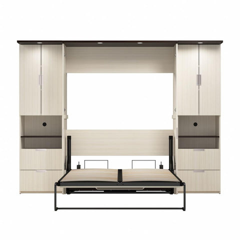 Lit escamotable double avec bureau et 2 armoires (107L)