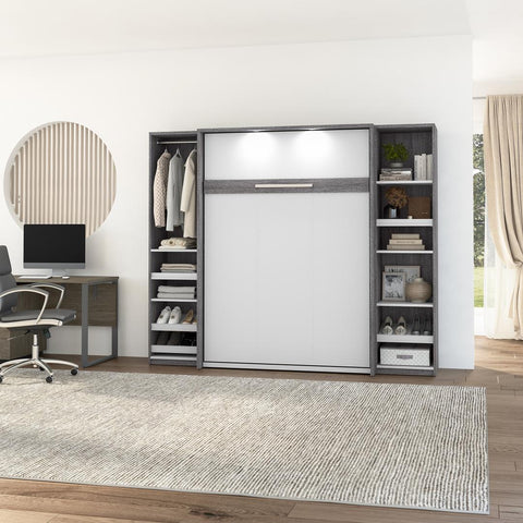 Lit escamotable double avec 2 organisateurs de garde-robe (99L)