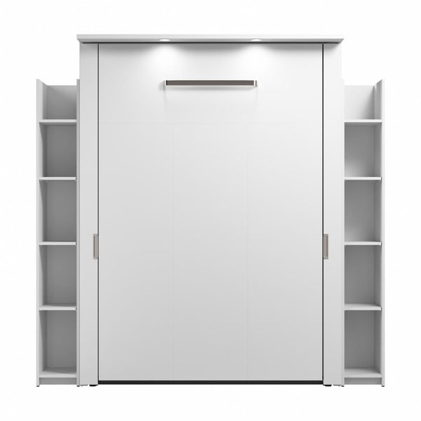 Lit escamotable double avec étagères (81L)