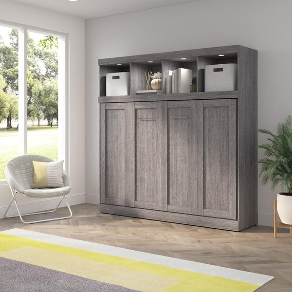 80W Full Horizontal Murphy Bed with Overhead Storage