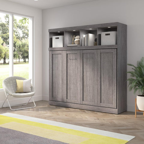 80W Full Horizontal Murphy Bed with Overhead Storage