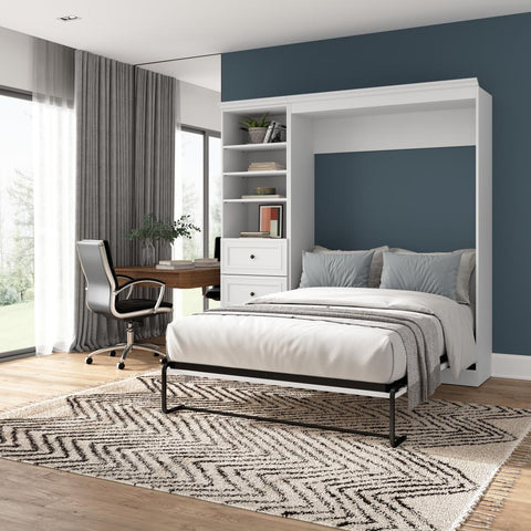 Lit escamotable double et organisateur de garde-robe avec tiroirs (84L)