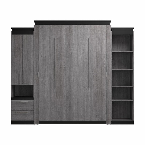 Grand lit escamotable avec armoire et tablettes (106L)