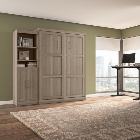 Queen Murphy Bed and Closet Organizer with Doors (90W)