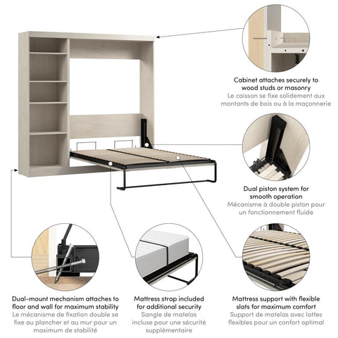 Full Murphy Bed with Shelving Unit (84W)