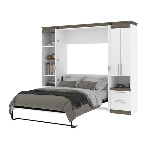 Full Murphy Bed and Narrow Storage Solutions with Drawers (99W)