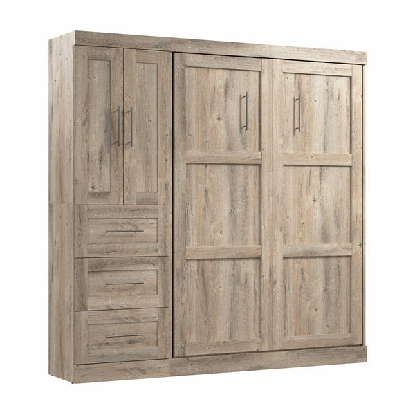 Lit escamotable double avec organisateur de garde-robe avec tiroirs (84L)