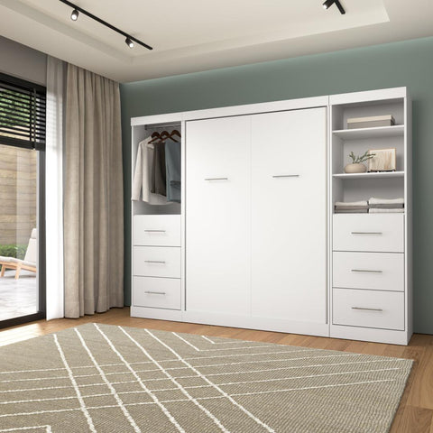 Lit escamotable double et 2 organisateurs de garde-robe avec tiroirs (109L)