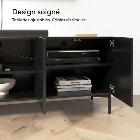 118W Modular Entertainment Center with TV Stand, Storage Cabinets, Hutch, and Large Wall Panel