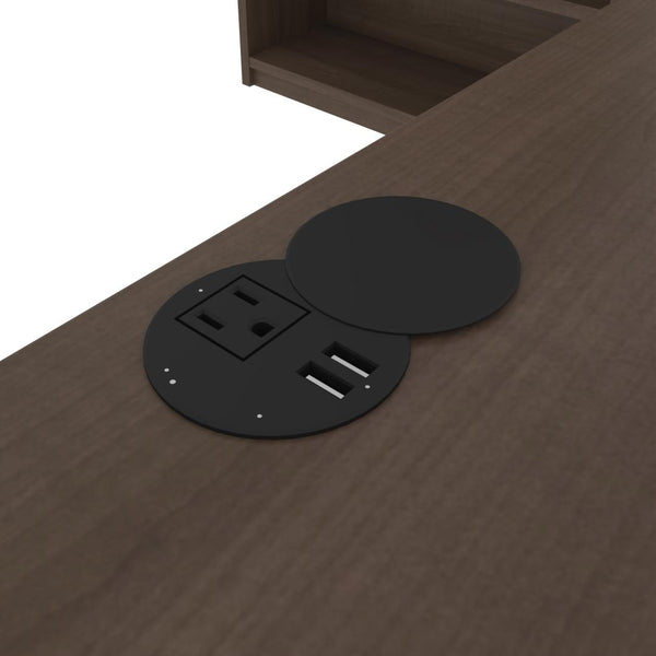 72W L-Shaped Standing Desk with Bookcase and File Cabinet