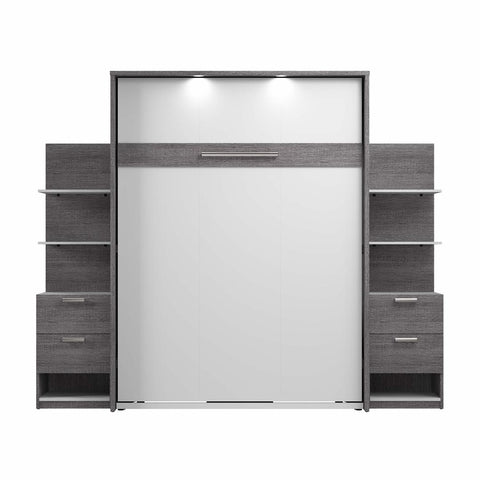 Grand lit escamotable avec tables de chevet et étagères flottantes (105L)