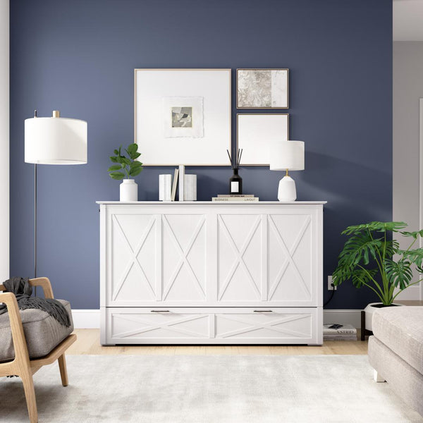 Grand lit armoire avec tiroir coulissant et matelas 65L