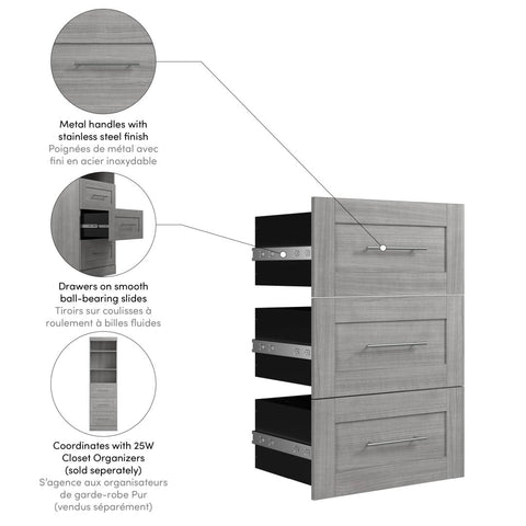 Contemporary Drawers (3) Set, 25W x 17D