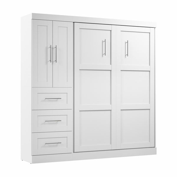Lit escamotable double avec organisateur de garde-robe avec tiroirs (84L)