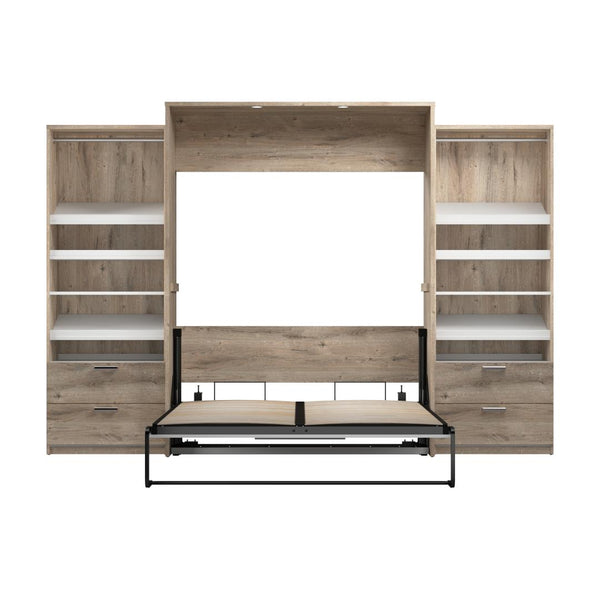 Grand lit escamotable avec 2 organisateurs de garde-robe avec tiroirs (125L)