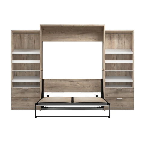 Grand lit escamotable avec 2 organisateurs de garde-robe avec tiroirs (125L)