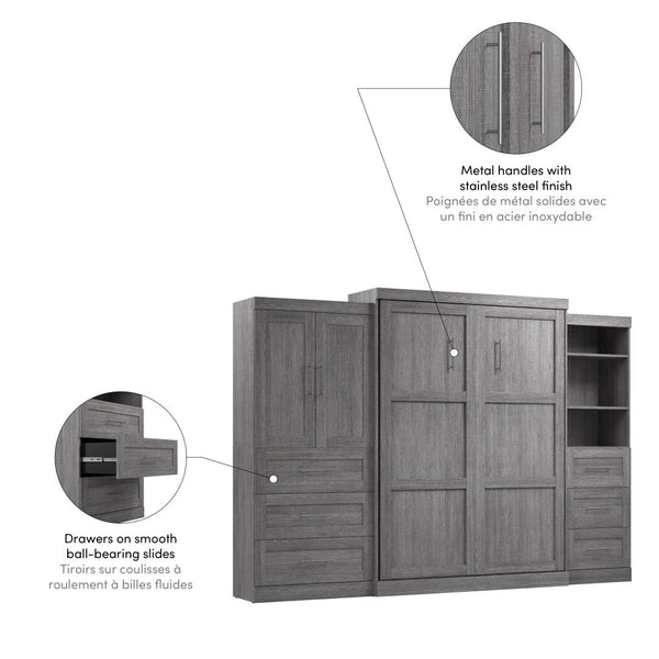 Queen Murphy Bed with Open and Concealed Storage (126W)