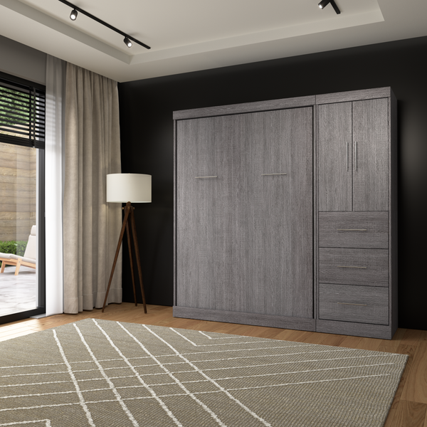 Lit escamotable double avec armoire-penderie (84L)