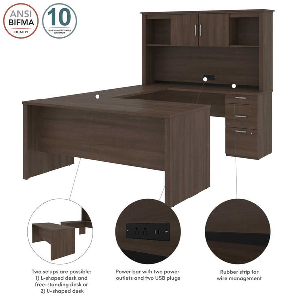 Bureau de direction en U ou en L 66L avec caisson et huche